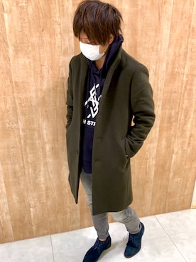 「プルオーバーパーカー」｜「アイテム（ブーツ）」を使った、アラキさん（メンズ・166cm）の秋コーディネート