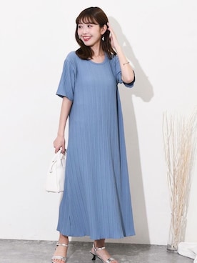 「ブルーワンピース」｜「アイテム（ワンピース/ドレス）」を使った、ゆずさん（レディース・159cm）の夏コーディネート