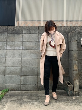 「one after another NICE CLAUP（ワンアフターアナザーナイスクラップ）のアイテム（トレンチコート）」を使った、rnaさん（レディース・153cm）の春コーディネート