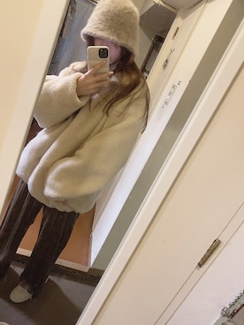 「apres jour mignon（アプレジュールミニョン）のアイテム（帽子）」を使った、e♡さん（レディース・158cm）の冬コーディネート