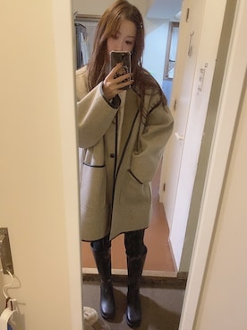 「tiptop（ティップトップ）のアイテム（その他アウター）」を使った、e♡さん（レディース・158cm）の冬コーディネート