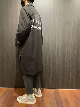 「A4A（エーフォーエー）のアイテム（ステンカラーコート）」を使った、_さん（メンズ・175cm）の春コーディネート