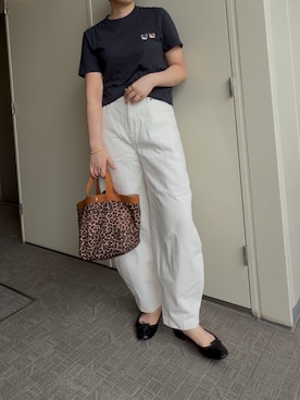 「Herve Chapelier（エルベシャプリエ）のアイテム（トートバッグ、その他）」を使った、BOWさん（レディース・169cm）の夏コーディネート