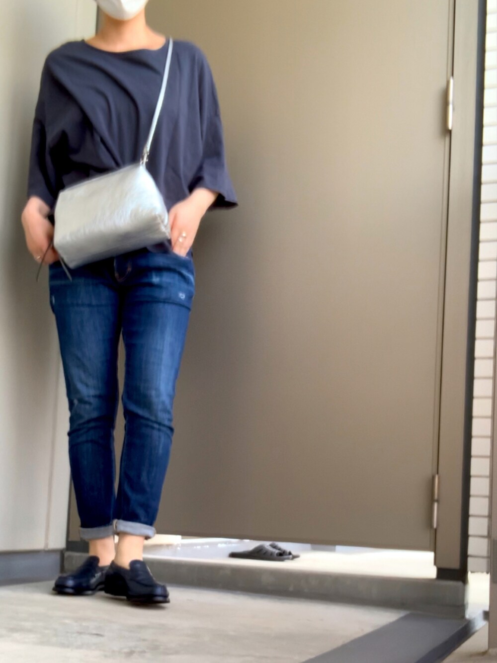 「Spick & Spanのハンソデビッグ Tシャツ◆（Tシャツ/カットソー、ブルー系）」を使った、BOWさん（レディース・169cm）の秋コーディネートの1枚目の写真