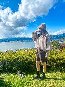 「CLEA（クレア）のアイテム（帽子）」を使った、sayaさん（レディース・160cm）の秋コーディネート