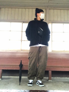 「しまむら（シマムラ）のアイテム（ニットキャップ/ビーニー）」を使った、どぅーちんさん（メンズ・178cm）の秋コーディネート