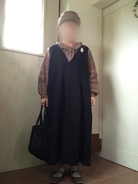 「Handmade（ハンドメイド）のアイテム（ブローチ/コサージュ）」を使った、tomnyanさん（レディース・156cm）の秋コーディネート