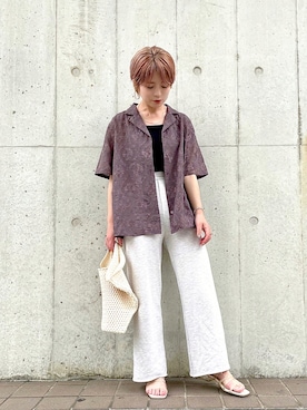 「刺繍シャツ」｜「アイテム（その他）」を使った、naraさん（レディース・151cm）の夏コーディネート