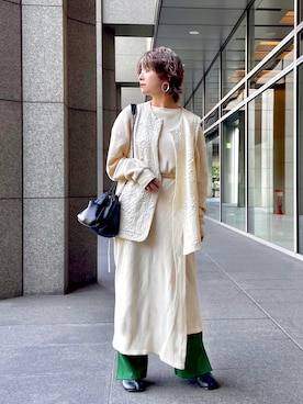 「JIL SANDER（ジルサンダー）のDRAWSTRING SM CROSSBODY（ショルダーバッグ）」を使った、naraさん（レディース・151cm）の秋コーディネート