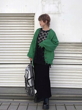 「アイテム（バックパック/リュック、シルバー系）」を使った、naraさん（レディース・151cm）の秋コーディネート