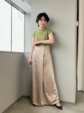 「ノースリーブニット」｜「アイテム（その他）」を使った、naraさん（レディース・151cm）の春コーディネート