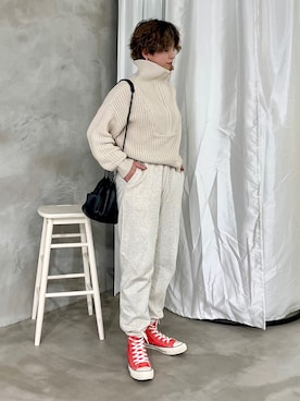 「JIL SANDER（ジルサンダー）のDRAWSTRING SM CROSSBODY（ショルダーバッグ）」を使った、naraさん（レディース・151cm）の冬コーディネート