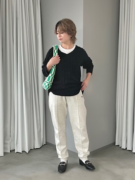 「チェック柄に恋してる」｜「アイテム（スウェットパンツ）」を使った、naraさん（レディース・151cm）の秋コーディネート