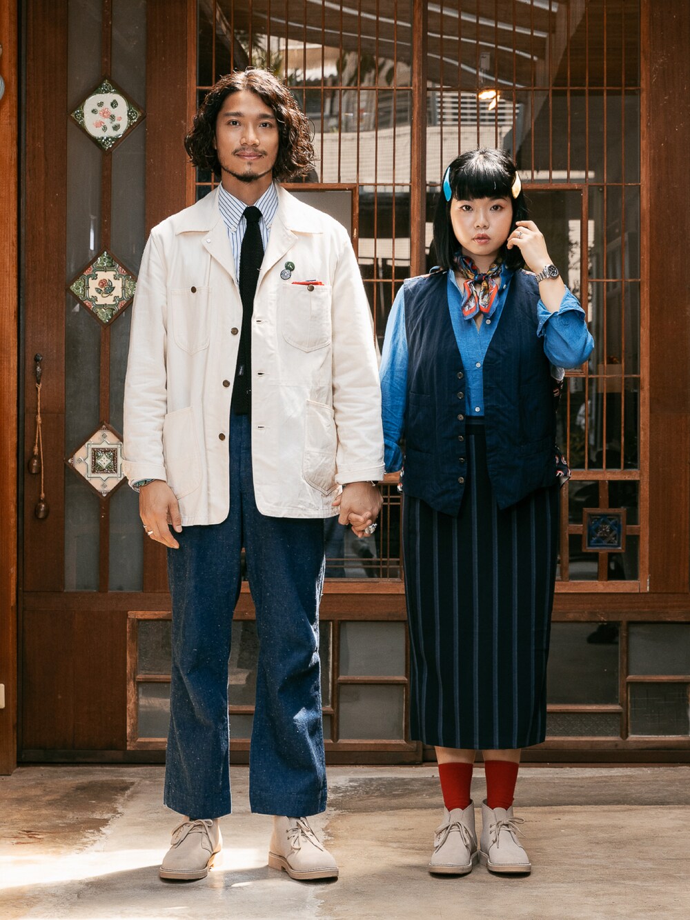 「秋のコーデ、clarks、Clarks original、GU、Taiwan、圈入、圈入準、Chainloop」｜「Clarks Originalsの【Clarks/クラークス】（UN）DESERT BOOT C/O（ブーツ、ベージュ系）」を使った、林育準🇹🇼さん（メンズ・180cm）の秋コーディネートの1枚目の写真