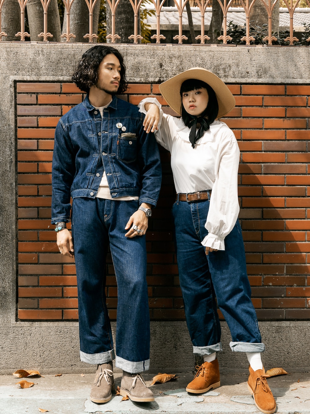 「秋のコーデ、couple、clarks、LEVI'S VINTAGE CLOTHING、Taiwan、Chainloop、圈入、圈入準」｜「LEVI'S VINTAGE CLOTHINGのLEVIS VINTAGE CLOTHING リーバイス ヴィンテージ クロージング TYPE 1 デニムジャケット 70506-0021（デニムジャケット、ブルー系）」を使った、林育準🇹🇼さん（メンズ・180cm）の秋コーディネートの1枚目の写真
