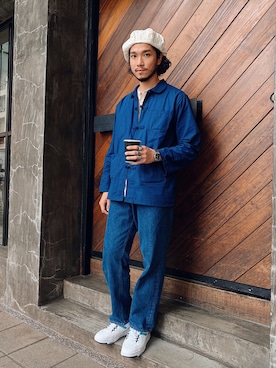 「orslow」｜「アイテム（ハンチング/ベレー帽）」を使った、林育準🇹🇼さん（メンズ・180cm）の冬コーディネート