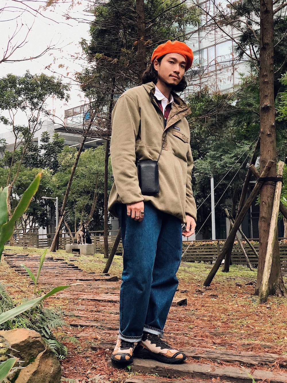 patagoniaのジャージ（グリーン系）を使った人気ファッション