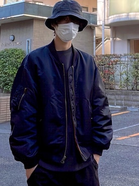 「BEAUTY&YOUTH UNITED ARROWS（ビューティーアンドユースユナイテッドアローズ）のアイテム（MA-1）」を使った、Tatsuyaさん（メンズ・171cm）の春コーディネート