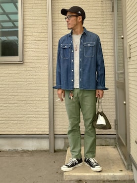 「orSlow（オアスロウ）のアイテム（パンツ）」を使った、sawaさん（メンズ・172cm）の秋コーディネート
