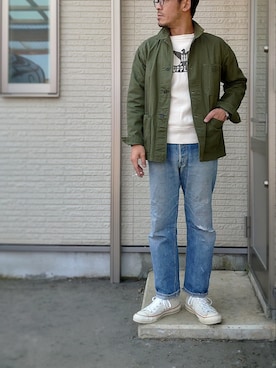 「RRL（ダブル アール エル）のアイテム（スウェット）」を使った、sawaさん（メンズ・172cm）の春コーディネート