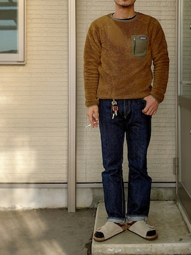 「アイテム（その他アウター、ブラウン系）」を使った、sawaさん（メンズ・172cm）の春コーディネート