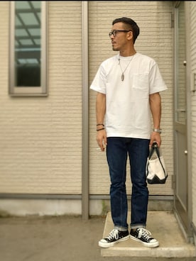 「orSlow（オアスロウ）のアイテム（パンツ）」を使った、sawaさん（メンズ・172cm）の夏コーディネート