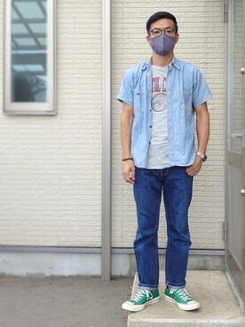 「JOE McCOY（ジョーマッコイ）のアイテム」を使った、sawaさん（メンズ・172cm）の夏コーディネート