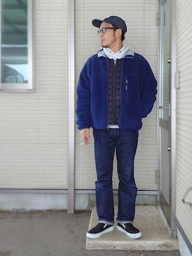 「フリース」｜「アイテム（スリッポン）」を使った、sawaさん（メンズ・172cm）の冬コーディネート