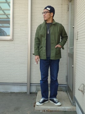 「アイテム（カバーオール）」を使った、sawaさん（メンズ・172cm）の春コーディネート