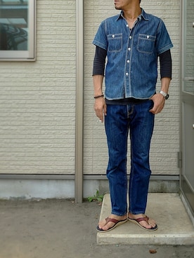 「JOE McCOY（ジョーマッコイ）のアイテム」を使った、sawaさん（メンズ・172cm）の夏コーディネート