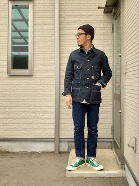 「アイテム（カバーオール）」を使った、sawaさん（メンズ・172cm）の春コーディネート