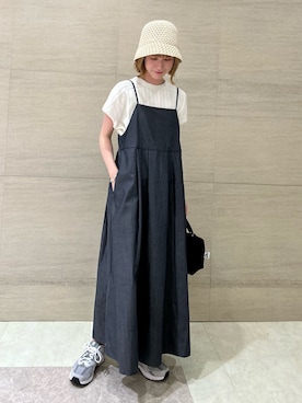 「URBAN RESEARCH DOORS（アーバンリサーチドアーズ）の『UR TECH WORKLUXE』デニムライクキャミワンピース（ワンピース）」を使った、R i oさん（レディース・160cm）の夏コーディネート