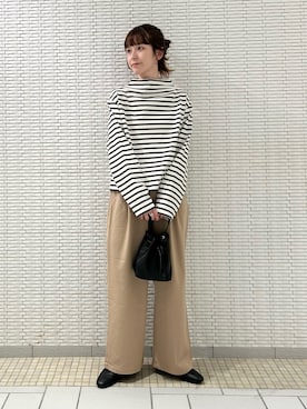 「URBAN RESEARCH DOORS（アーバンリサーチドアーズ）のORCIVAL　BOTTLE NECK LONG-SLEEVE PULLOVER（Tシャツ/カットソー）」を使った、R i oさん（レディース・160cm）の秋コーディネート