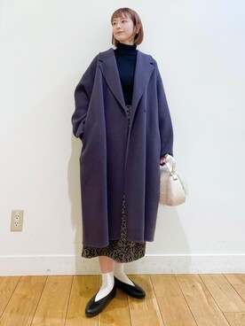 「ジャガード」｜「アイテム（チェスターコート）」を使った、R i oさん（レディース・160cm）の冬コーディネート