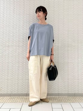 「URBAN RESEARCH DOORS（アーバンリサーチドアーズ）のコクーンシルエットプルオーバー（Tシャツ/カットソー）」を使った、R i oさん（レディース・160cm）の夏コーディネート