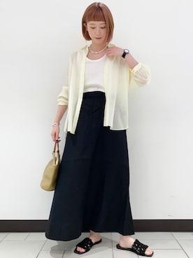 「URBAN RESEARCH DOORS（アーバンリサーチドアーズ）のコットンローンシャツ（シャツ/ブラウス）」を使った、R i oさん（レディース・160cm）の夏コーディネート