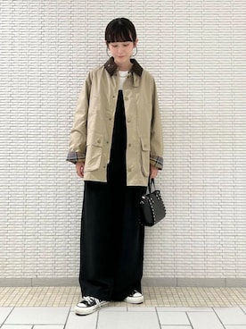 「Barbour（バブアー）の『別注』Barbour　BEDALE（その他アウター）」を使った、R i oさん（レディース・160cm）の秋コーディネート