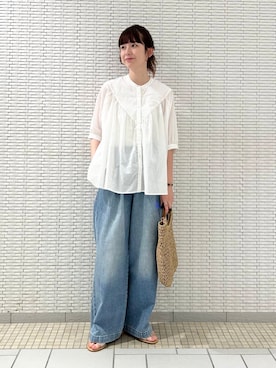 「RODE SKO（ロデスコ）のアイテム」を使った、R i oさん（レディース・160cm）の夏コーディネート