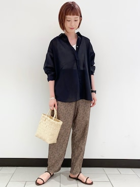 「URBAN RESEARCH DOORS（アーバンリサーチドアーズ）のコットンローンシャツ（シャツ/ブラウス）」を使った、R i oさん（レディース・160cm）の夏コーディネート