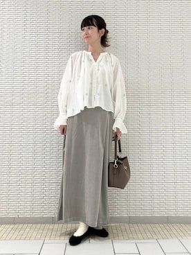 「URBAN RESEARCH DOORS（アーバンリサーチドアーズ）のラメ刺繍ブラウス（シャツ/ブラウス）」を使った、R i oさん（レディース・160cm）の夏コーディネート