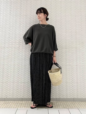 「ドットパンツ」｜R i oさん（レディース・160cm）の夏コーディネート