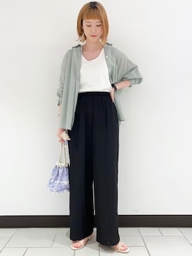 「URBAN RESEARCH DOORS（アーバンリサーチドアーズ）のコットンローンシャツ（シャツ/ブラウス）」を使った、R i oさん（レディース・160cm）の夏コーディネート