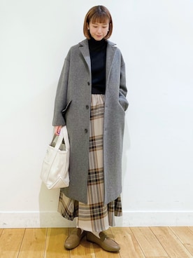 「URBAN RESEARCH DOORS WOMENS」｜「アイテム（チェスターコート）」を使った、R i oさん（レディース・160cm）の冬コーディネート