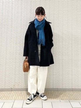 「アイテム（ピーコート）」を使った、R i oさん（レディース・160cm）の秋コーディネート