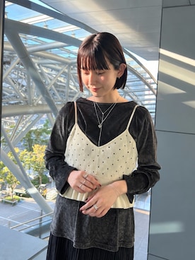 「TEN.（テン）のSILVER925 ハートシルフィウムネックレス【長さ調整可能】（ネックレス、シルバー系）」を使った、R i oさん（レディース・160cm）の秋コーディネート