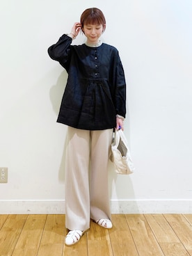 バイカラーリネンブラウスを使った人気ファッションコーディネート - WEAR