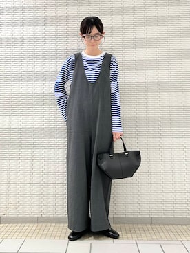 「アイテム（オールインワン・サロペット、グレー系）」を使った、R i oさん（レディース・160cm）の秋コーディネート