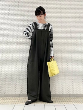 「アイテム（サロペット/オーバーオール、グレー系）」を使った、R i oさん（レディース・160cm）の夏コーディネート
