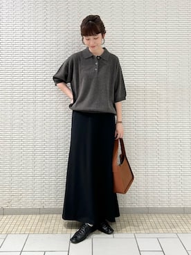 「アイテム（ポロシャツ）」を使った、R i oさん（レディース・160cm）の秋コーディネート