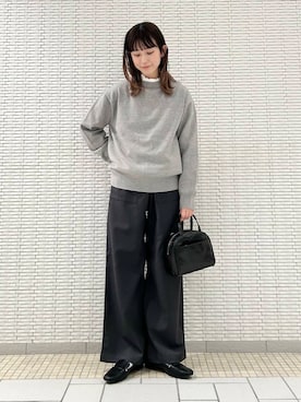 「URBAN RESEARCH DOORS（アーバンリサーチドアーズ）のピンタックフリルスタンドカラーブラウス（シャツ/ブラウス）」を使った、R i oさん（レディース・160cm）の冬コーディネート